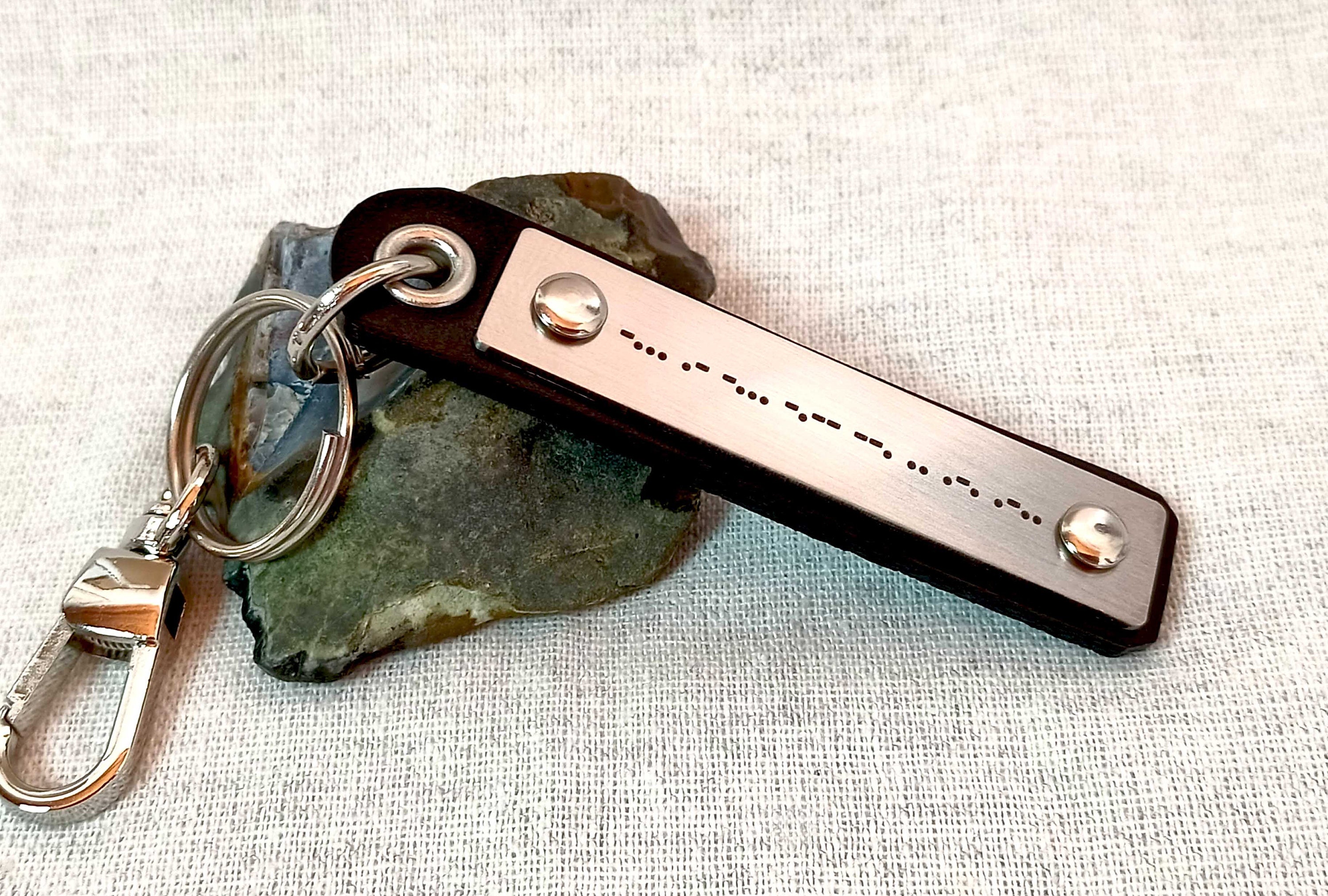 Morse Code Keychain for Men With QR Code - Secret Message Keychain ...