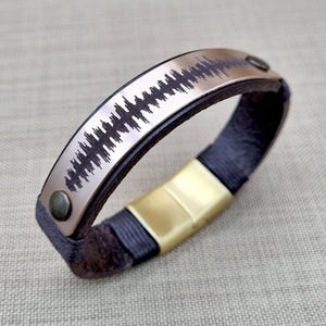 8th Anniversary Gift for Husband – Bronze Sound Wave with Voice or Heartbeat + QR Code