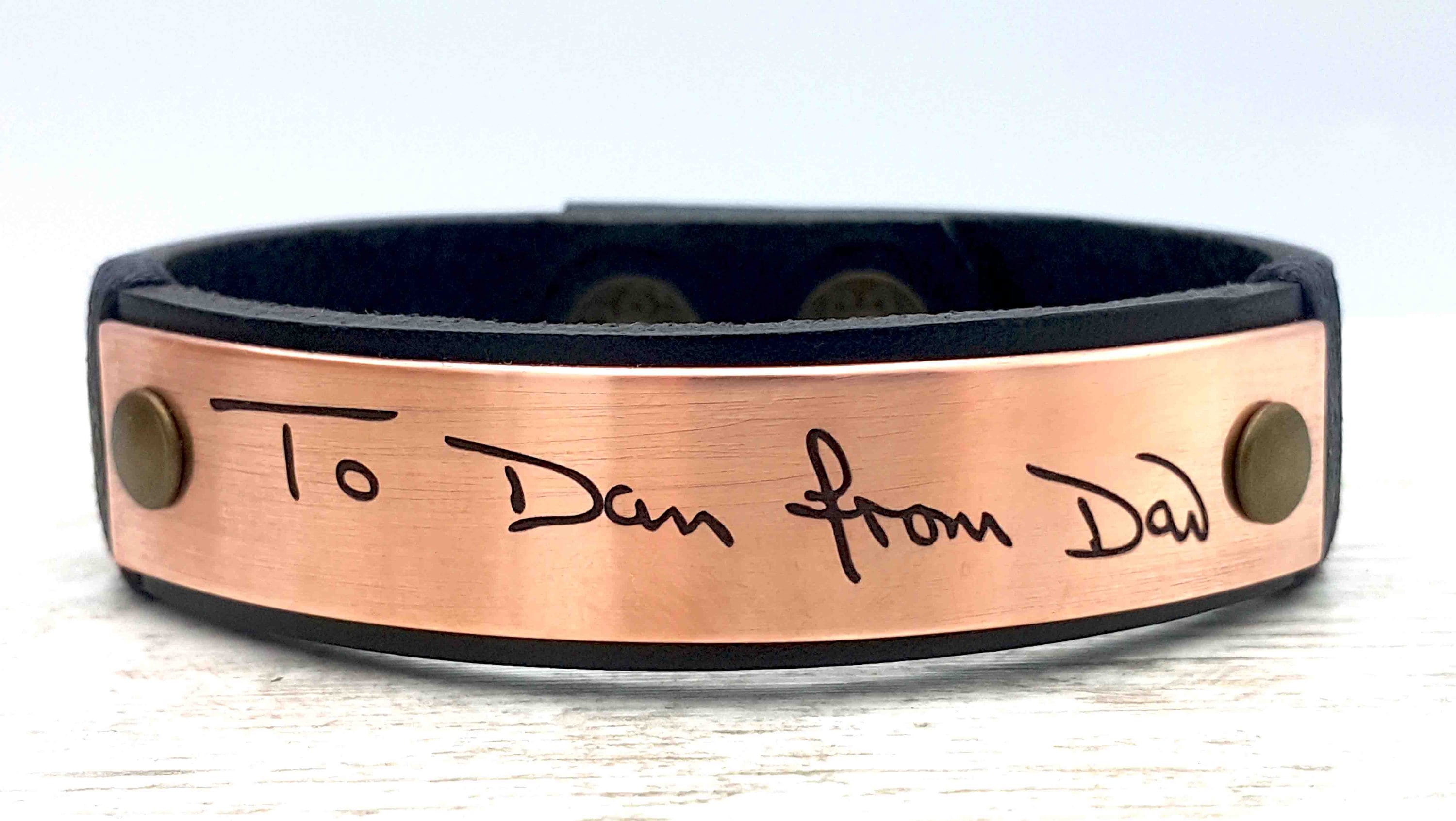 Actual Handwriting Engraved Copper Bracelet Personalized Etsy