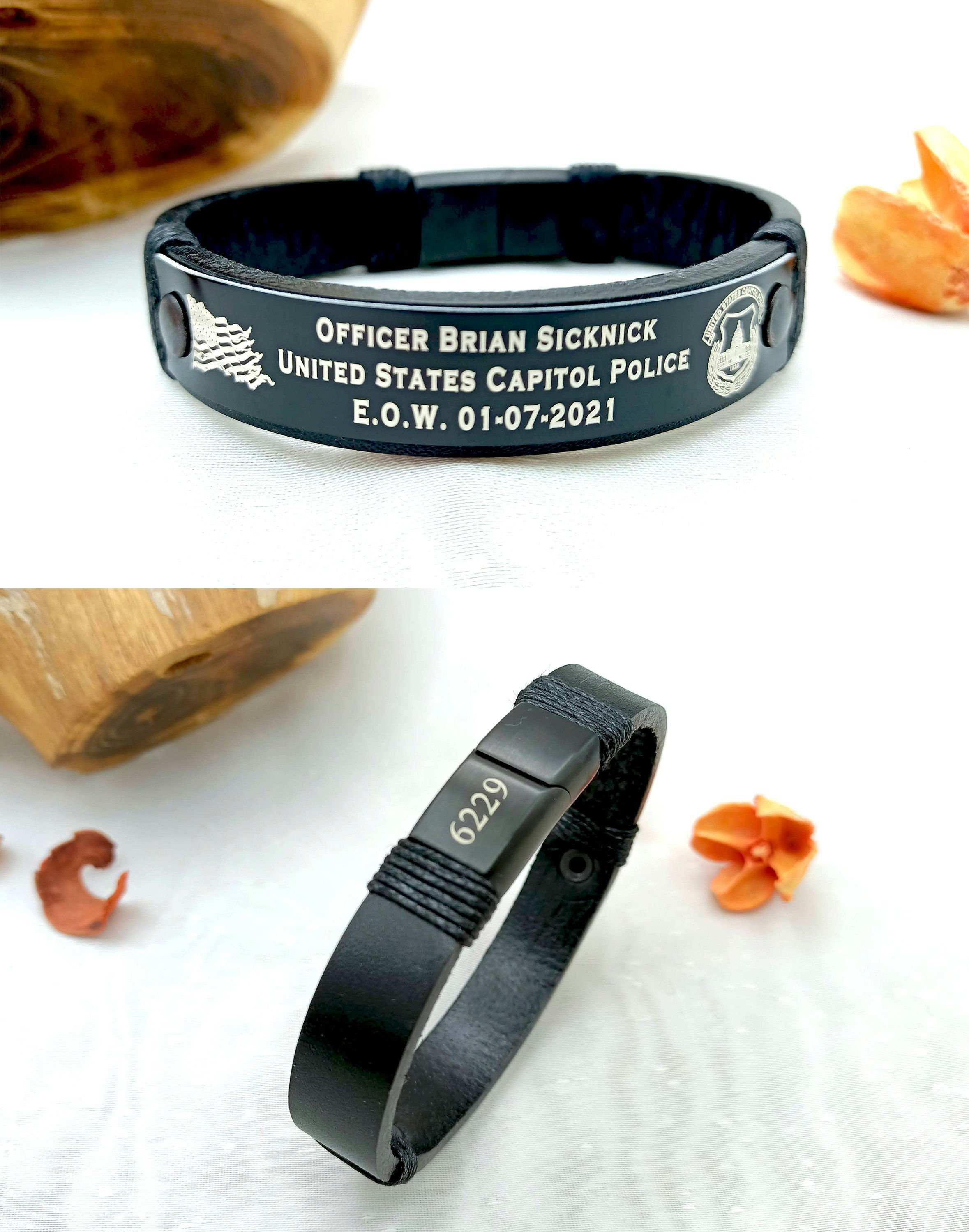 Memorial Bracelet Black Custom Engraved Military Leather Bracelet Personalized Army KIA POW MIA Remembrance Bracelets for Men women Etsy Canada