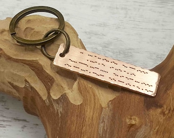 Bronze Anniversary Keychains, Custom Morse Code Keychain, 8th Anniversary Gift, 19th Wedding Anniversary Gift for Husband, Gift for Him