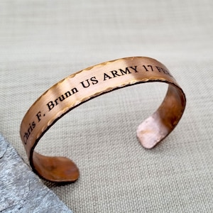 Pulsera conmemorativa de cobre, regalos para veteranos, regalos militares, pulsera de cobre, regalos conmemorativos para hombres y mujeres