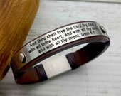 Bible Verse Bracelet, Inspirational Bible Quotes Bracelet, Christian Gifts, Religious Gifts, Personalized Leather Encouragement Bracelet