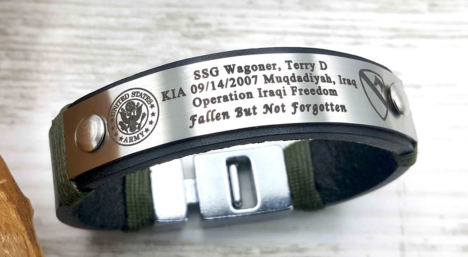 Custom Military Memorial Bracelet Stainless Steel With Deep Etsy