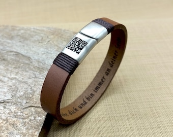 Custom Soundwave Bracelet Gift for Him Engraved Leather Bracelet with QR Code 3rd Anniversary Gift Music Lover Gifts for Couples Valentines