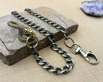 Bronze Snake Hook Wallet Chain, Flat Safety Wallet Chain, Mens Accessories, Trouser Wallet Chain, Gift for Men