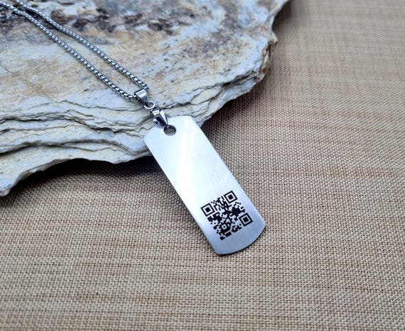 Memorial Military Dog Tag Necklace - Custom QR Soundwave