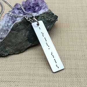 Secret Message Morse Code Necklace - Personalized Bar Pendant in Silver or Gold