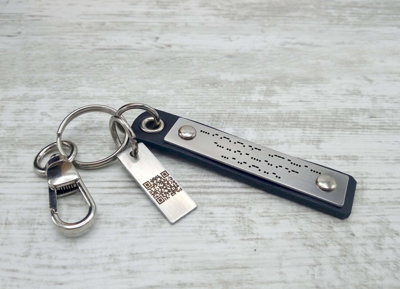 Morse Code Keychain for Men With QR Code - Secret Message Keychain ...