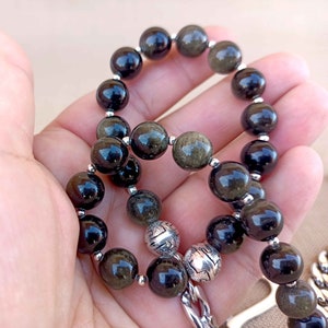 Cadena de billetera con cuentas de obsidiana dorada natural, accesorios de cuentas para hombres, cadena de billetera con piedras preciosas, regalo especial para él