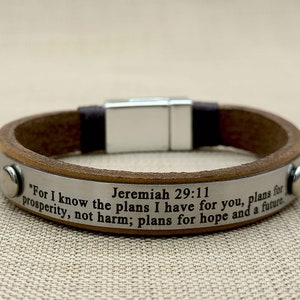 Bible Verse Bracelet Personalized Christian Jewelry Gifts Faith Jewelry Gift for Weddings, Baptisms, or Communion Gift for Him image 2