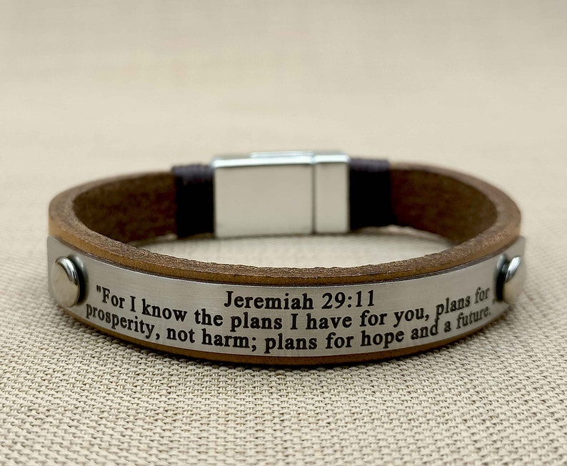 Bible Verse Bracelet Personalized Christian Jewelry Gifts Faith Jewelry Gift for Weddings, Baptisms, or Communion Gift for Him image 2