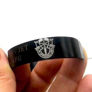 Custom Engraved Memorial Military Bracelet - Military Black Stainless Steel Cuff - Honor the Fallen - KIA Bracelet - Loss of Loved One