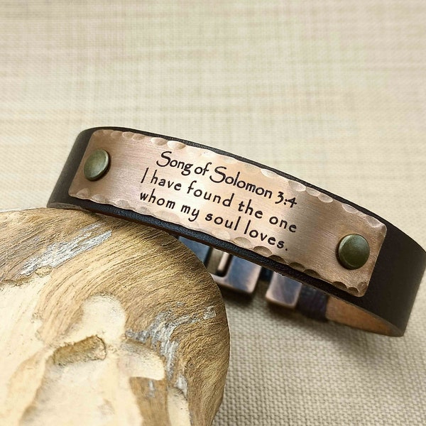 Customizable Personalized Bible Verse Bracelet - Engraved Scripture Bracelet - Copper Jewelry - Christian Gifts - Religious Gift for Mens