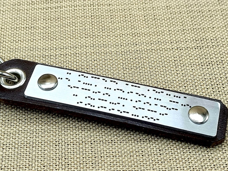 Morse Code Keychain for Men With QR Code - Secret Message Keychain ...