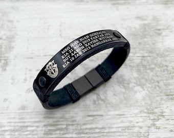 Custom In Loving Memory Leather Bracelet – Engraved Memorial Bracelet for Loss of Dad, Brother, Son, or Friend – Always in My Heart Gift