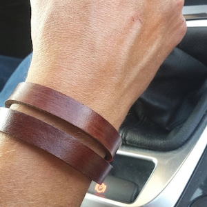 Double Wrap Leather Bracelet, Personalized Boyfriend Gift, Mens Gift, Custom Engraved with Secret Message, Song Lyrics, or Scripture Verse