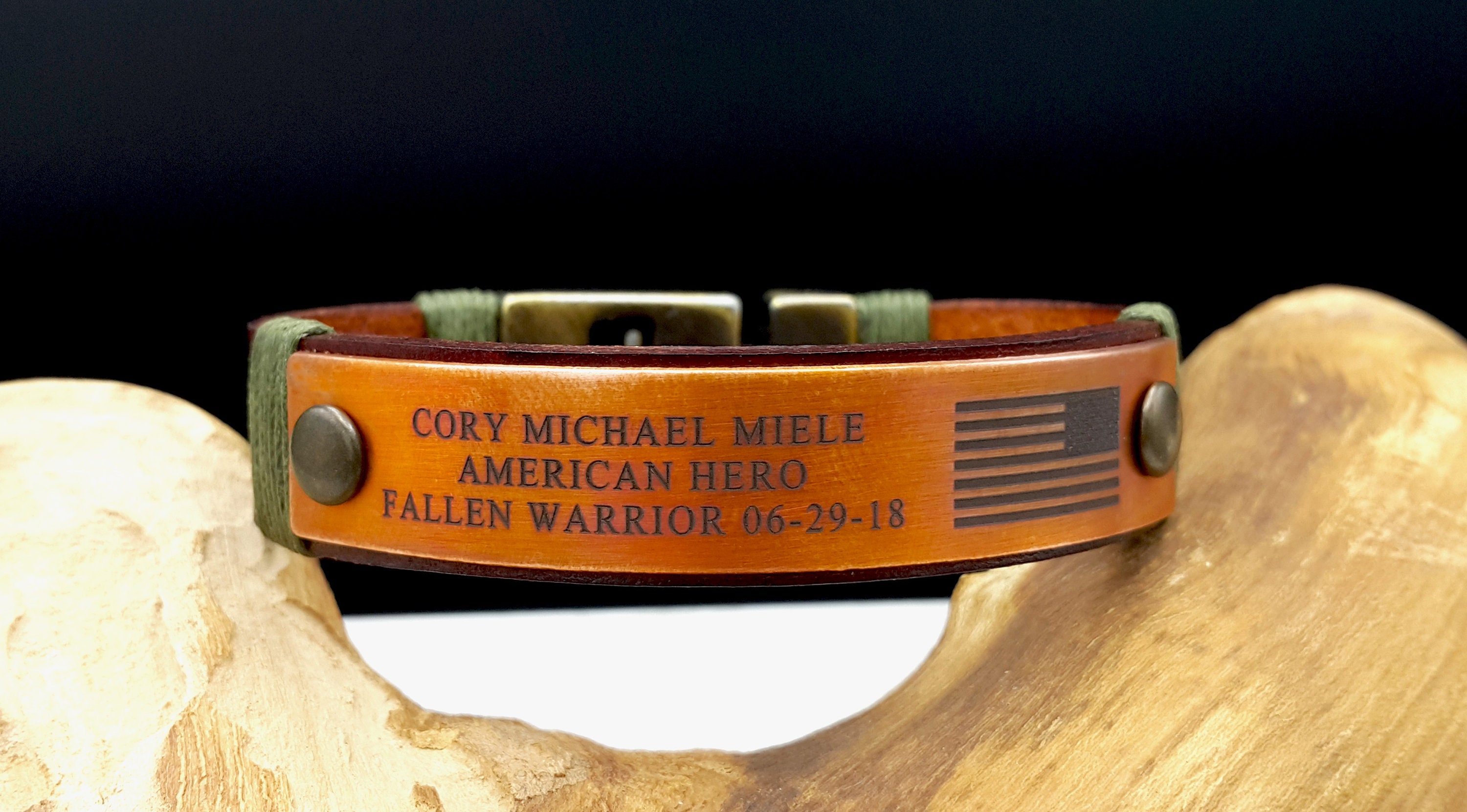 Custom Leather Military KIA Bracelet Copper Army Bracelet Etsy