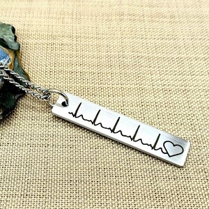 Actual Heartbeat QR Code Necklace - Personalized Stainless Steel Soundwave Pendant
