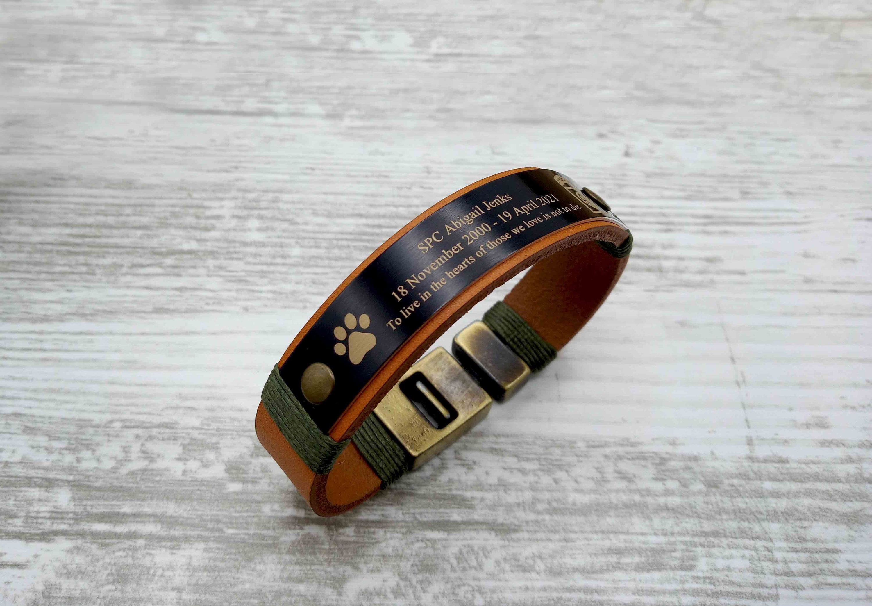 Military Memorial Bracelet for Mens Personalized Leather Etsy