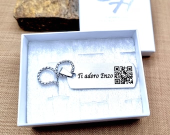 Collar con placa de identificación Soundwave personalizada - Collar con código QR personalizado con mensaje de voz - Regalo de graduación para hijo