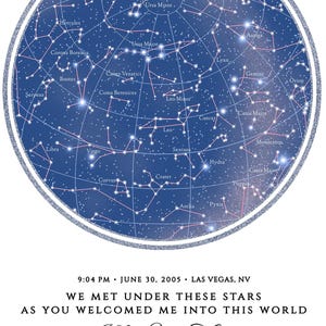 Carte des étoiles personnalisée pour maman, cadeau de fête des mères unique de sa fille, impression ciel nocturne, cadeau de Noël ou d'anniversaire personnalisé