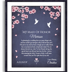 Maid of Honor Thank You Gift - Maid of Honor Gift - Maid Of Honor Poem - Matron of Honor Gift - Matron of Honor Poem