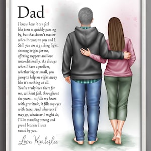 Cadeau fête des pères d'une fille, cadeau de Noël de papa, portrait personnalisé, cadeau d'anniversaire pour les papas
