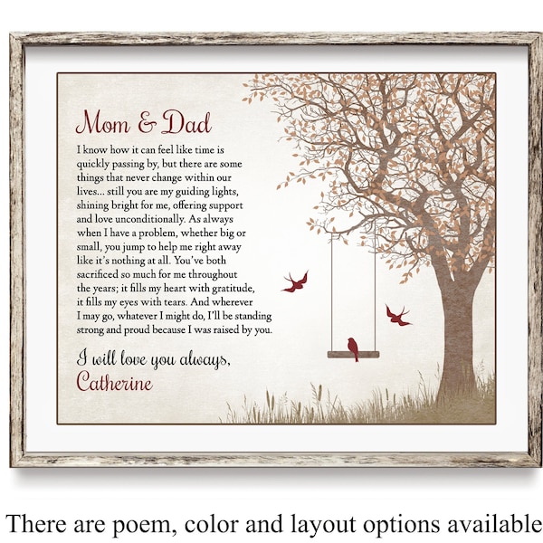 Mom and Dad Gift - Parents Print - Christmas Gift For Mom and Dad - Parents Poem - Parents Gift for Christmas