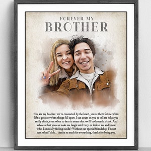 Brother Christmas Gift, Sibling Print, Brother Sister Wall Art, Older Brother Gift, Portrait From Photo, Little Brother Big Sister