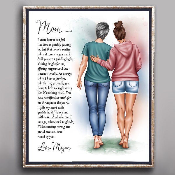 Customizable Illustration For Mom, Mother Birthday Gift, Mom Christmas Gift From Daughter