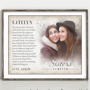Personalized Sister Gift, Sisters Print, Sister Birthday Gift, Sister Christmas Gift, Portrait From Photo, Family Wall Art