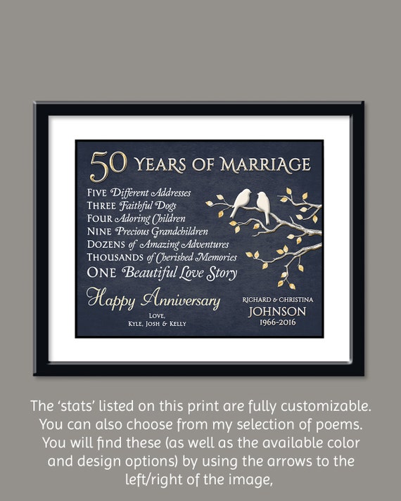 50th Anniversary Gift For Parents Grandparents Golden Etsy