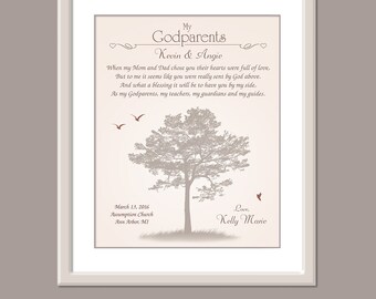 Godparents Print - Gift For Godparents - Gift For Godfather and Godmother - Godparents Card - Personalized Godparent Gift - Godparent Poem