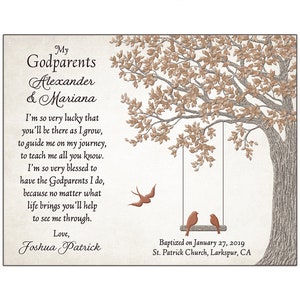Gift For Godparents Godparents Gift Personalized Gift For Godparents Godparents Poem image 5