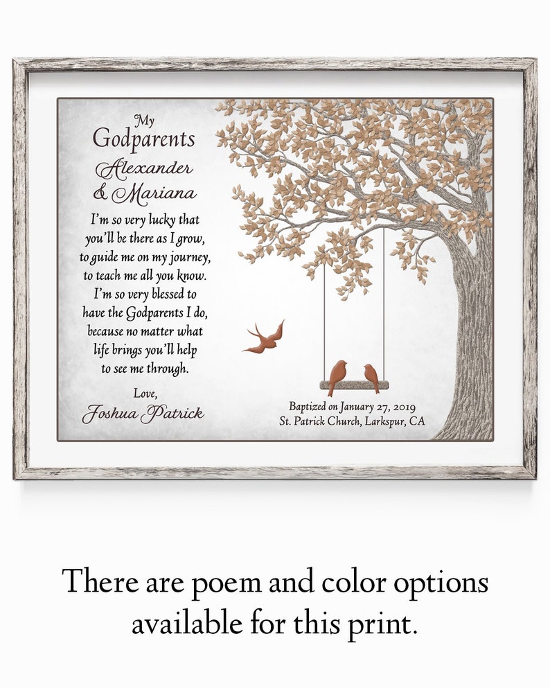 Gift For Godparents Godparents Gift Personalized Gift For Godparents Godparents Poem image 1