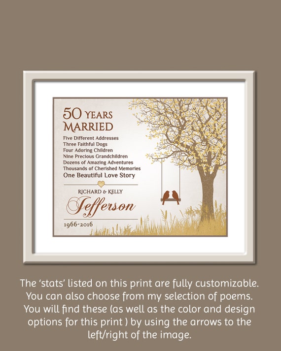 Golden Wedding Anniversary Gift For 50th Anniversary Custom Etsy
