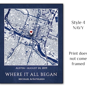 Where We Met Map, Couples Christmas Gift, Custom Map, Girlfriend Or Boyfriend Christmas Gift, Anniversary Or Valentines Gifts For Him Or Her 4) NAVY