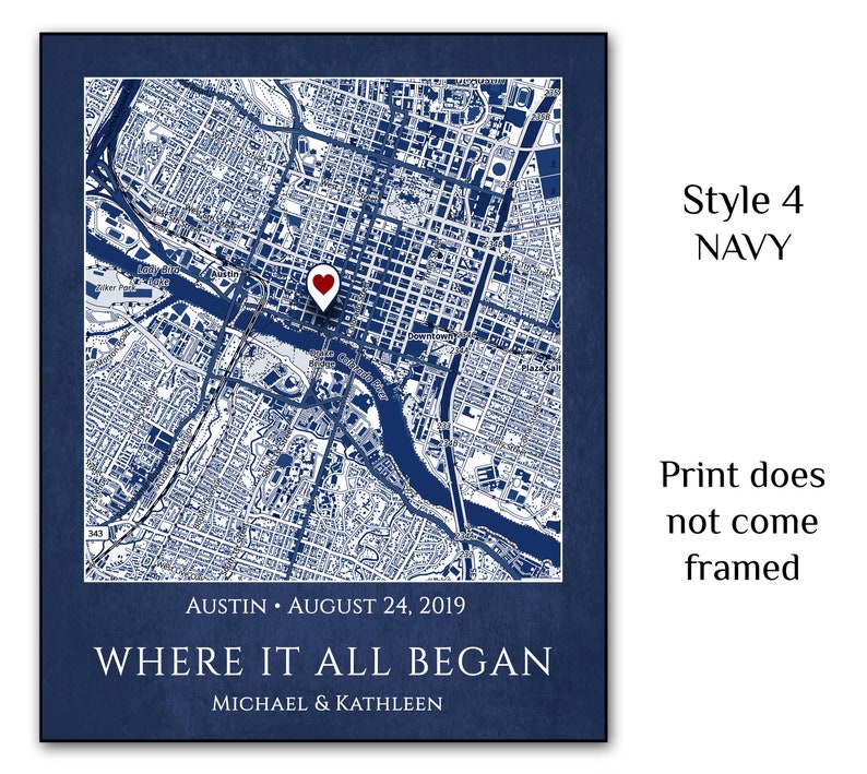 Where We Met Map, Couples Christmas Gift, Custom Map, Girlfriend Or Boyfriend Christmas Gift, Anniversary Or Valentines Gifts For Him Or Her 4) NAVY