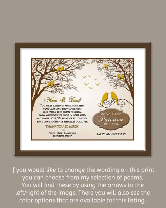 50th Wedding Anniversary Gift Golden Wedding Anniversary Etsy