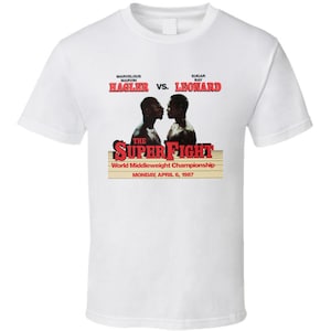 Marvin Hagler Vs Sugar Ray Leonard Retro 80&#39;s Boxing Fight T Shirt