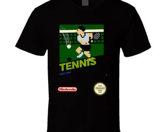 Tennis NES Classic Nintendo Video Game Black Box Art T Shirt