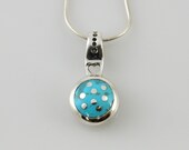 Silver blue turquoise inlay pendant, sterling silver turquoise pendant, handmade inlay jewelry, sleeping beauty turquoise unique pendant