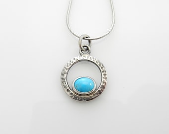 Ciondolo turchese in argento, gioielli in argento sterling, gioielli da donna, ciondolo turchese, collana con ciondolo in pietra preziosa, regalo per la fidanzata, gioielli