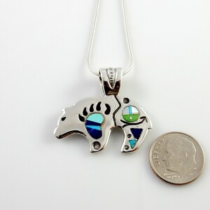 Sterling Silver Multi Stone Inlay Bear Pendant With Turquoise - Etsy