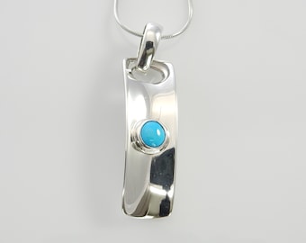 Sterlingzilveren blauwe turquoise handgemaakte druppelhanger