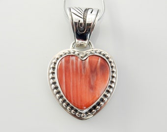 Sterling Silver Spiny Oyster Handmade Heart Pendant Beautiful silver spiny oyster drop pendant spiny oyster southwestern Heart pendant