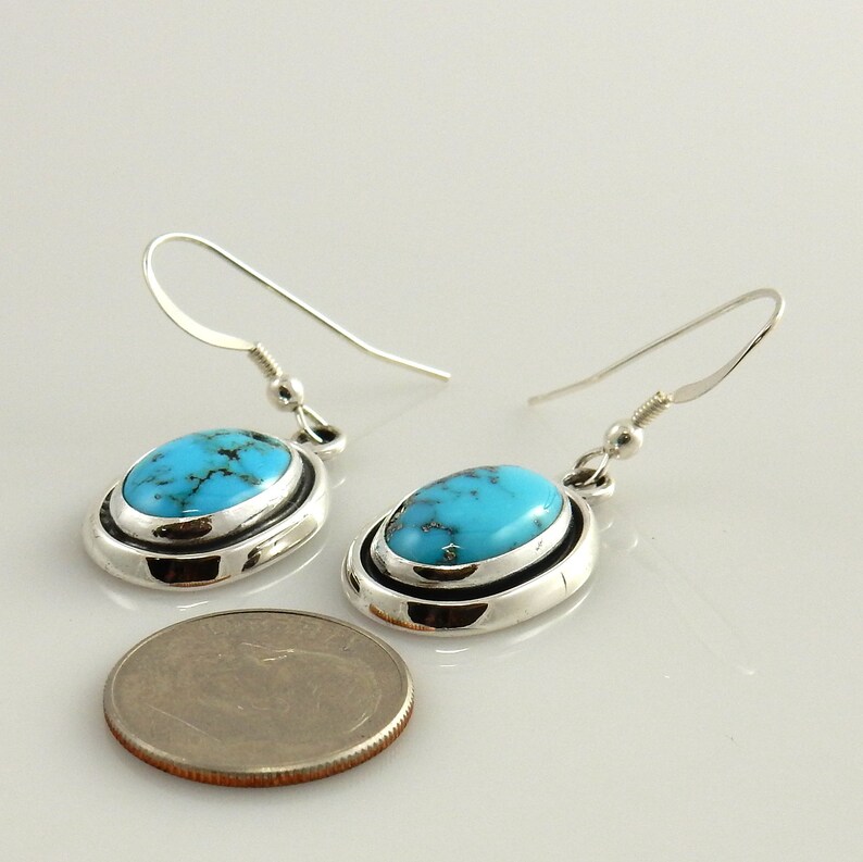 Silver Turquoise EarringsSterling Silver Turquoise Dangle EarringsHandmade Silver Turquoise EarringsKingman Blue Turquoise Earrings
