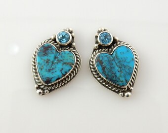 Elegant Silver Turquoise Dangles, Turquoise Earrings for Women, Tribal Jewelry, Handmade Earrings, Gift Idea, Bohemian Earrings for Wife