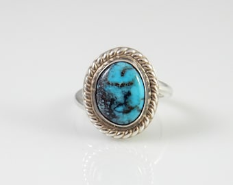 Natürlicher Türkis Silberring Candelaria-Türkis Sterling Silber Ring Handmade Sterling Silber Blau Türkis Ringgröße 6,5